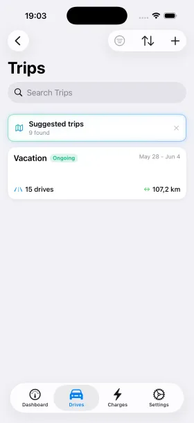 HedgieMate viajes sugeridos que agrupan conducciones relacionadas de Tesla en un solo viaje